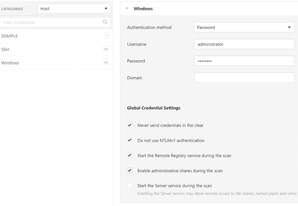 Nessus credentials