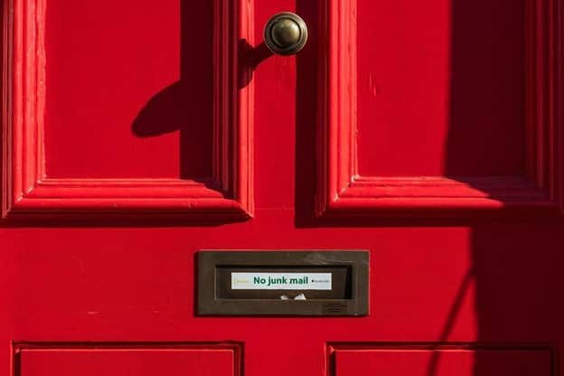 closed red wooden door